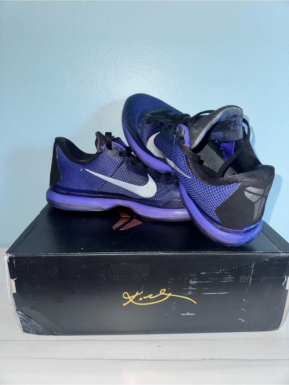 Nike Kobe X 10 Blackout Persian Violet Basketball Shoes Mens Size 11.5